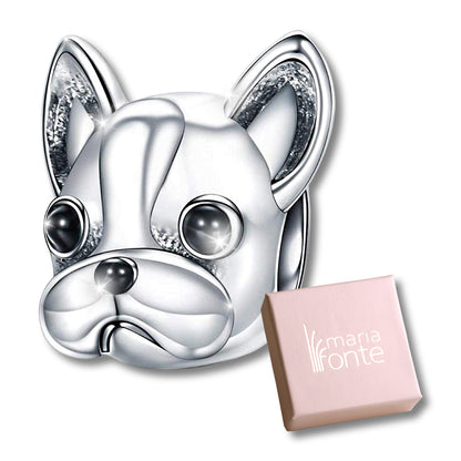 Maria Fonte Bead Charm Ciondolo a Forma di Bulldog Francese in Argento 925 Compatibile con Collane e Bracciali Pandora