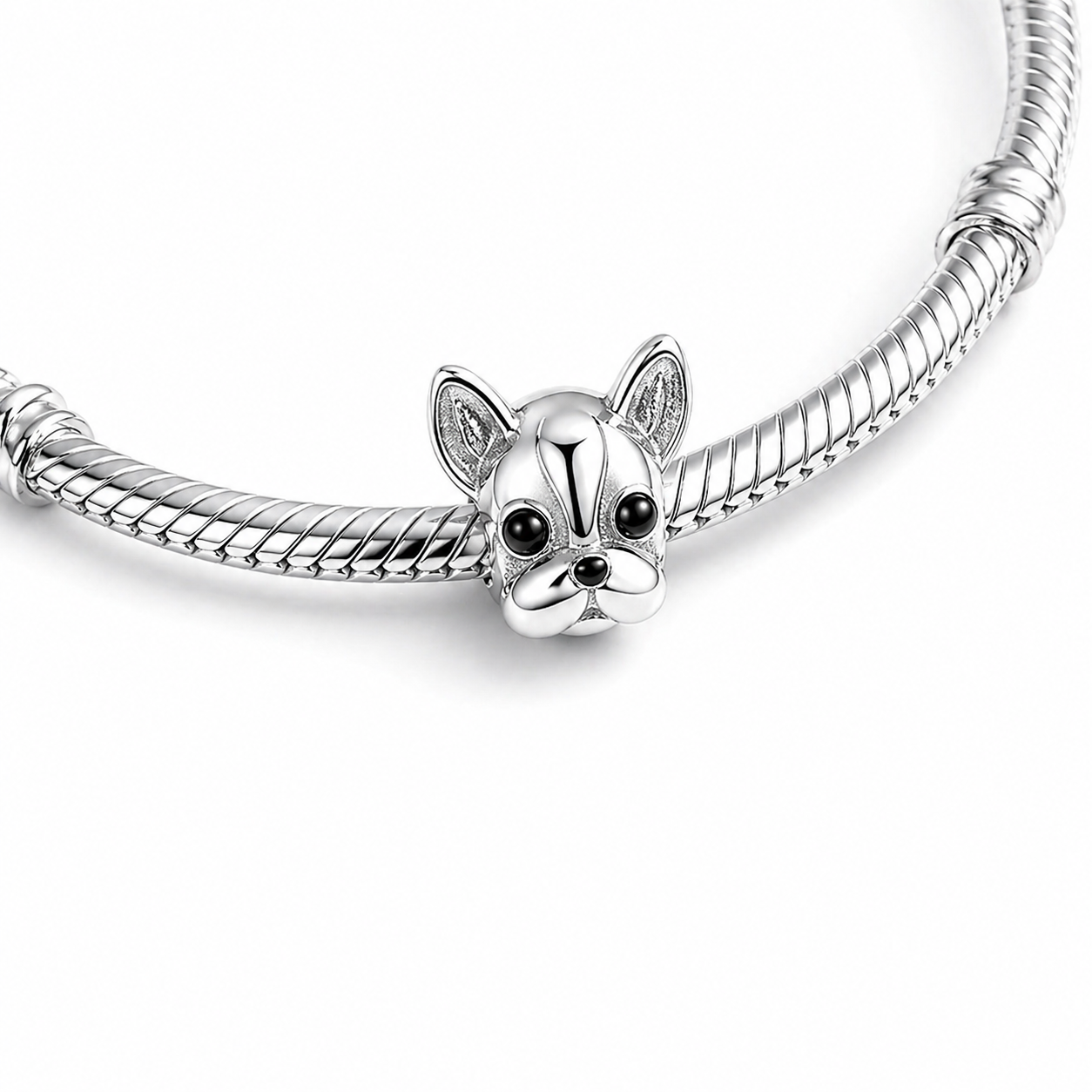 Maria Fonte Bead Charm Ciondolo a Forma di Bulldog Francese in Argento 925 Compatibile con Collane e Bracciali Pandora