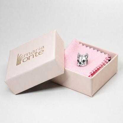 Maria Fonte Bead Charm Ciondolo a Forma di Bulldog Francese in Argento 925 Compatibile con Collane e Bracciali Pandora