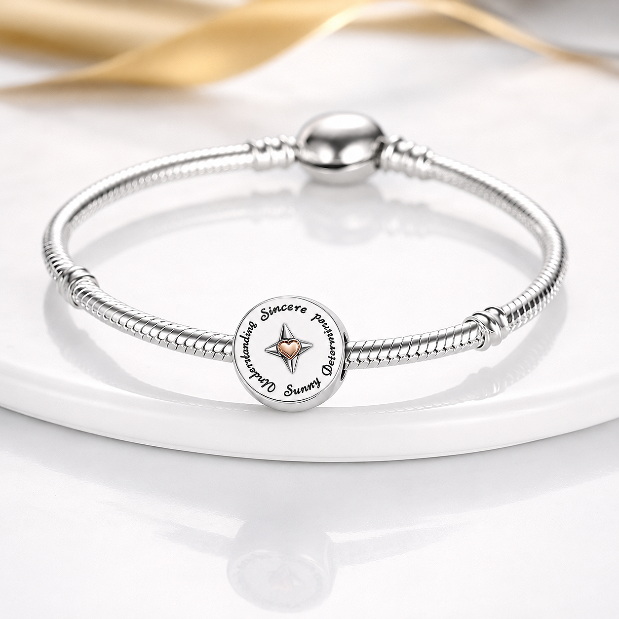 MariaFonte Bead Charm Bussola dell'Amicizia Compatibile con Collane e Bracciali