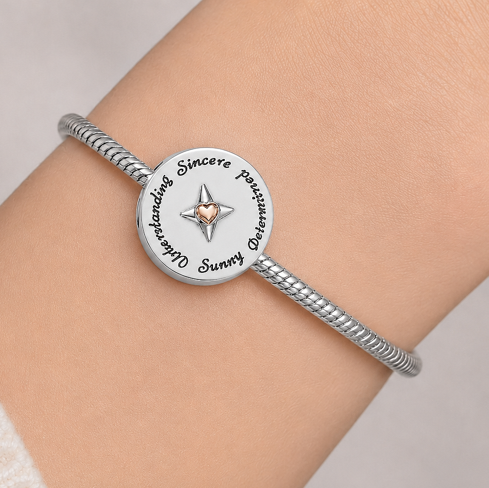 MariaFonte Bead Charm Bussola dell'Amicizia Compatibile con Collane e Bracciali