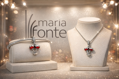 Maria Fonte Bead Charm Ciondolo Calici di Vino in Argento 925 con Zirconia Compatibile con Collane e Bracciali Pandora