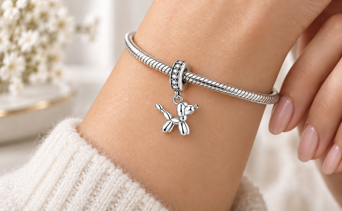 Maria Fonte Charm Ciondolo Cane Balloon in Argento Compatibile con Collane e Bracciali Pandora