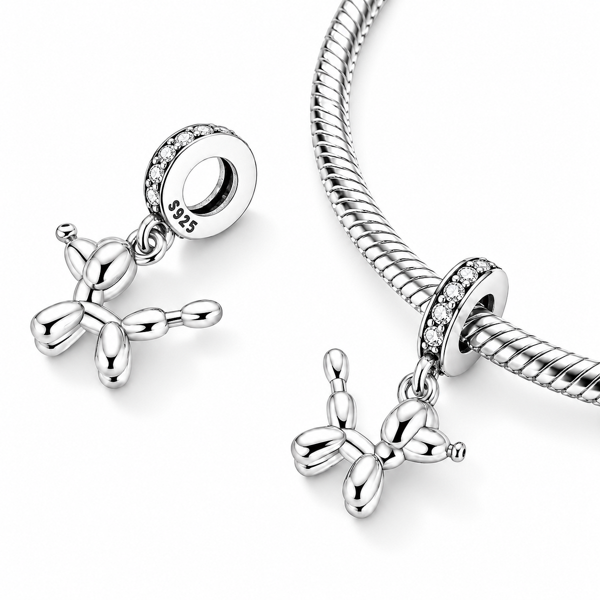 Maria Fonte Charm Ciondolo Cane Balloon in Argento Compatibile con Collane e Bracciali Pandora