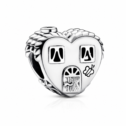 Maria Fonte Bead Charm Casetta Cuore Happy Place Home Famiglia Argento 925 Compatibile con Collane e Bracciali Pandora