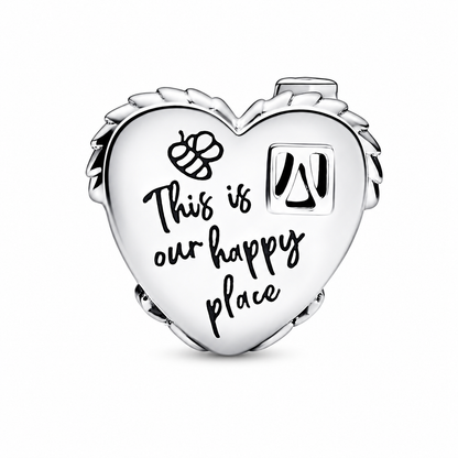 Maria Fonte Bead Charm Casetta Cuore Happy Place Home Famiglia Argento 925 Compatibile con Collane e Bracciali Pandora