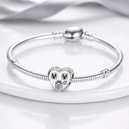 Maria Fonte Bead Charm Casetta Cuore Happy Place Home Famiglia Argento 925 Compatibile con Collane e Bracciali Pandora