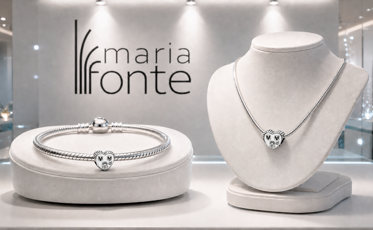 Maria Fonte Bead Charm Casetta Cuore Happy Place Home Famiglia Argento 925 Compatibile con Collane e Bracciali Pandora