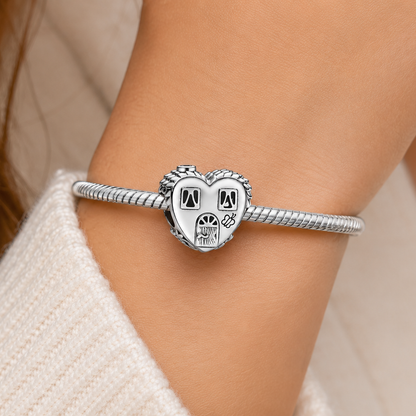 Maria Fonte Bead Charm Casetta Cuore Happy Place Home Famiglia Argento 925 Compatibile con Collane e Bracciali Pandora