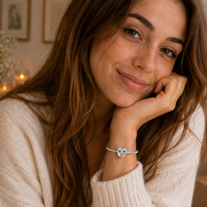 Maria Fonte Bead Charm Casetta Cuore Happy Place Home Famiglia Argento 925 Compatibile con Collane e Bracciali Pandora