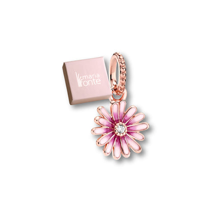 Maria Fonte Bead Charm Ciondolo Margherita in Argento 925 Compatibile con Collane e Bracciali Pandora. Colore Rosa e Blu.