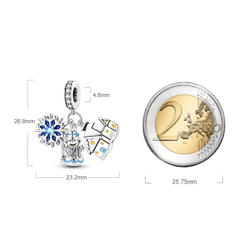 MariaFonte Charm Neve Pupazzo di Neve Casa Portafortuna Argento 925 Zirconia Compatibile con Collane e Bracciali Pandora