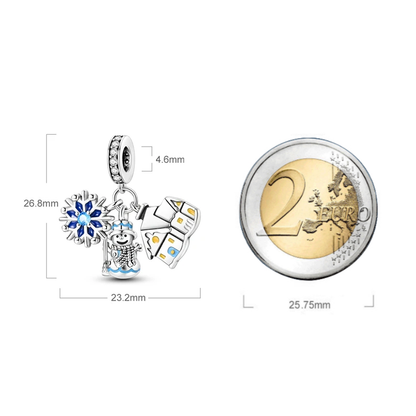 MariaFonte Charm Neve Pupazzo di Neve Casa Portafortuna Argento 925 Zirconia Compatibile con Collane e Bracciali Pandora