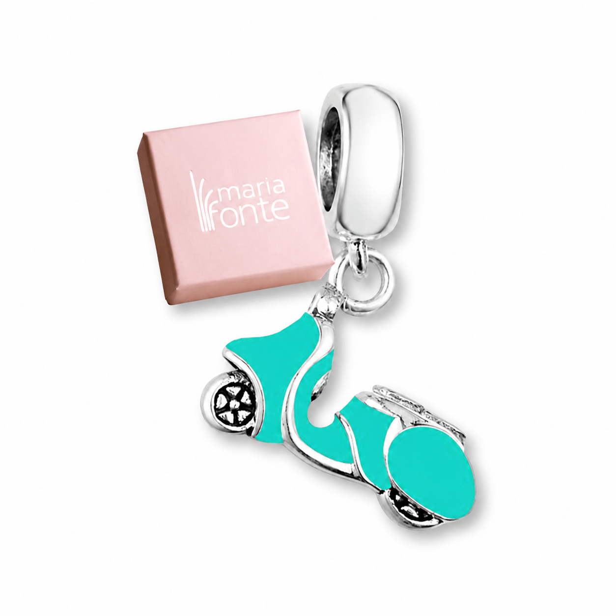 MariaFonte Bead Charm Ciondolo Vespa Scooter Moto Turchese in Argento 925 Compatibile con Collane e Bracciali