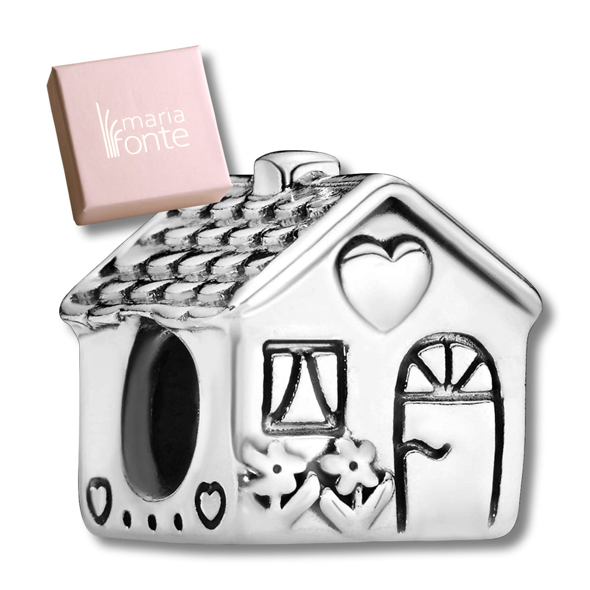 MariaFonte Bead Charm Casetta in Argento 925 Compatibile con Collane e Bracciali Pandora