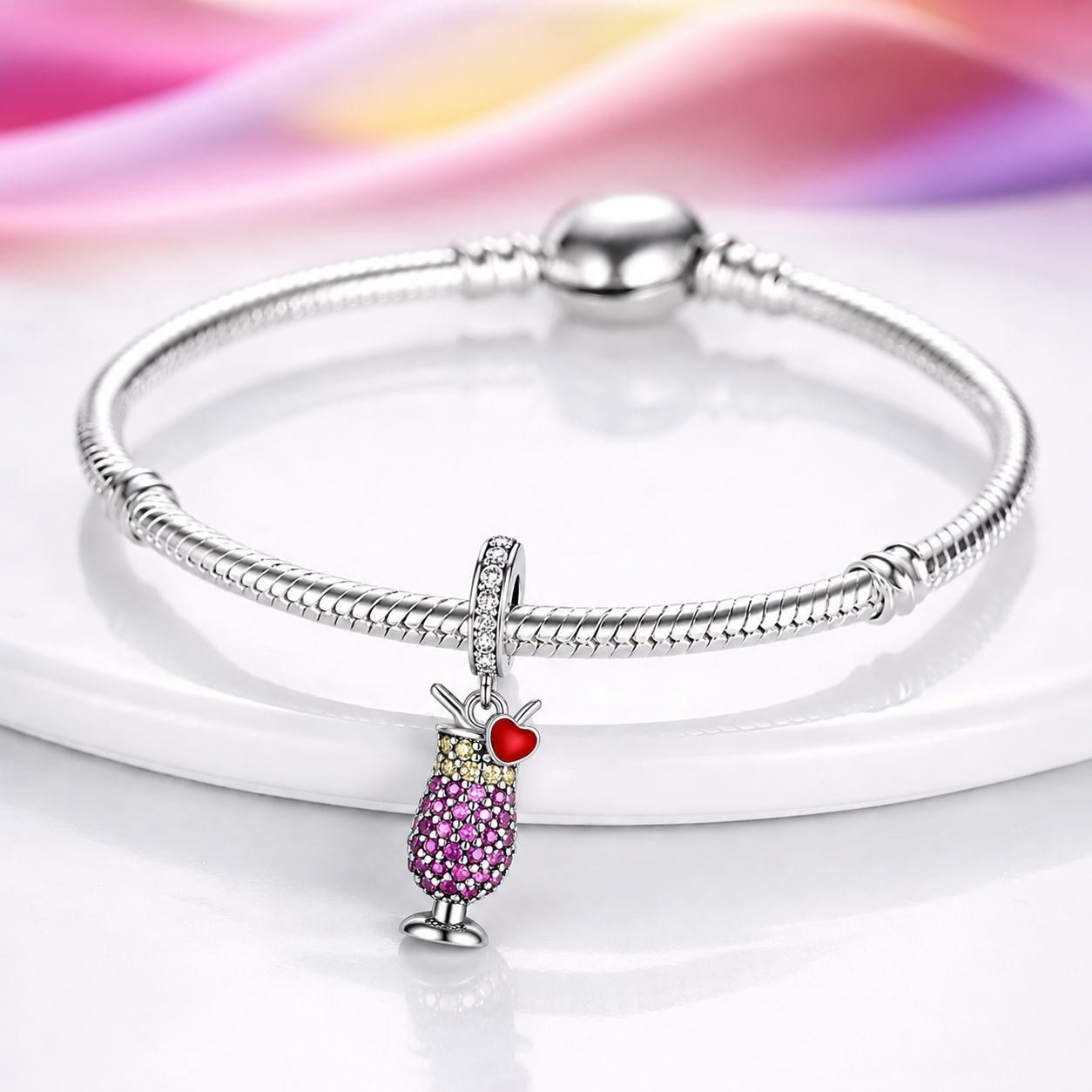 MariaFonte Charm Aperitivo Cocktail Drink Argento 925 Compatibile con Collane e Bracciali Pandora