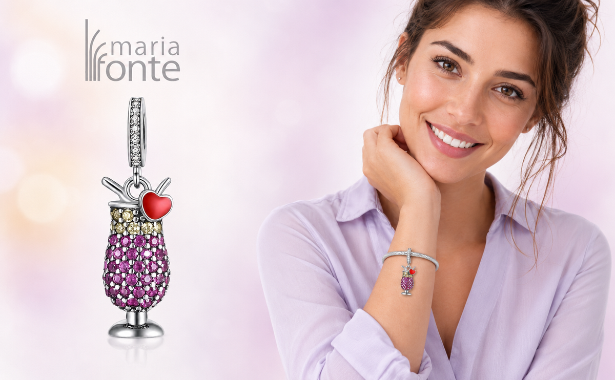 MariaFonte Charm Aperitivo Cocktail Drink Argento 925 Compatibile con Collane e Bracciali Pandora
