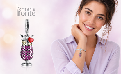 MariaFonte Charm Aperitivo Cocktail Drink Argento 925 Compatibile con Collane e Bracciali Pandora