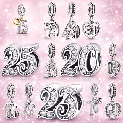 MariaFonte Bead Charm 50 Anni in Argento 925 Compatibile con Collane e Bracciali Pandora