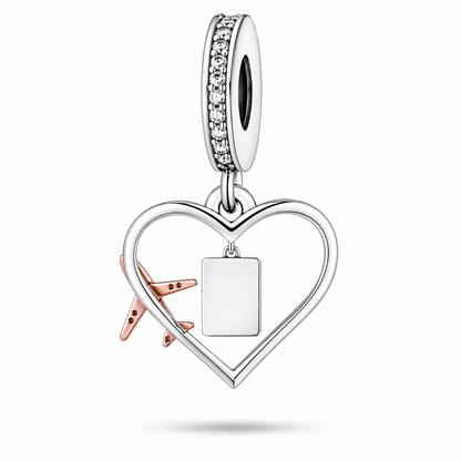 MariaFonte Charm Viaggio Ciondolo Love To Travel in Argento 925 con Zirconia Compatibile con Collane e Bracciali