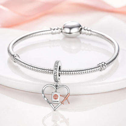 MariaFonte Charm Viaggio Ciondolo Love To Travel in Argento 925 con Zirconia Compatibile con Collane e Bracciali