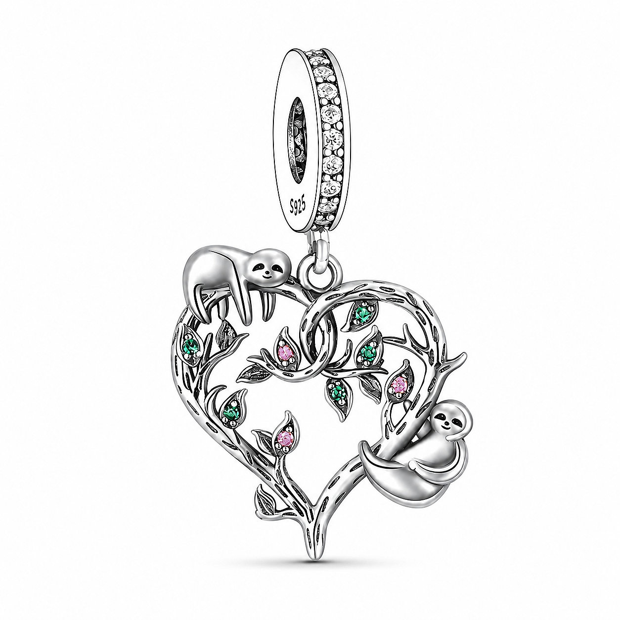 Pendant in the shape of wine glasses in 925 Sterling silver with cubic zirconia