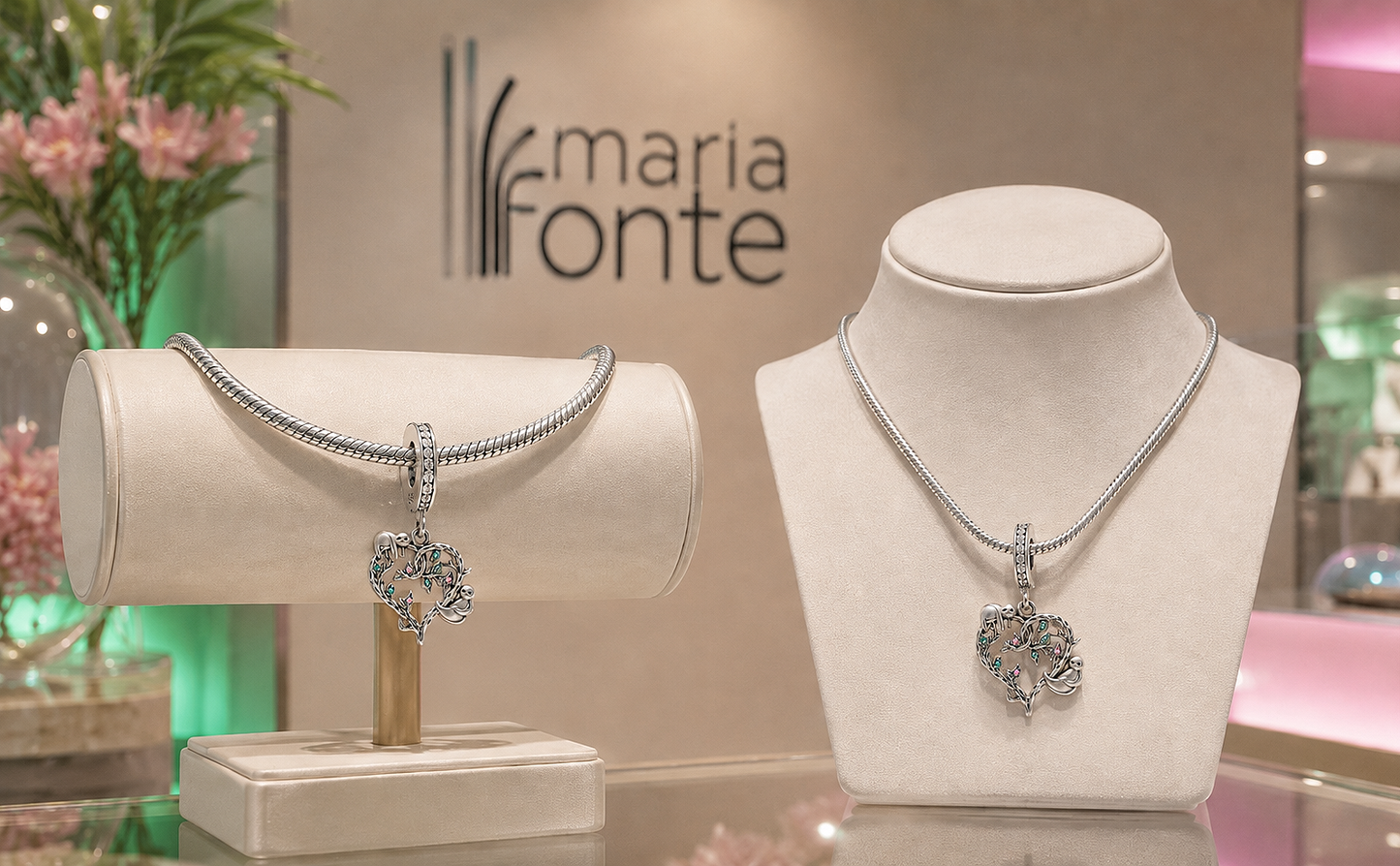Pendant in the shape of wine glasses in 925 Sterling silver with cubic zirconia