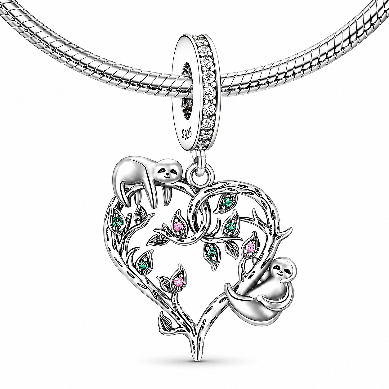 Pendant in the shape of wine glasses in 925 Sterling silver with cubic zirconia