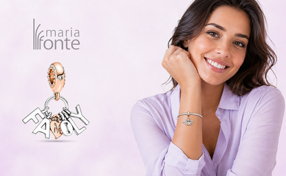 MariaFonte Charm Ciondolo Lettere Pensili Cuore Family Argento 925 Zirconia Compatibile con Collane e Bracciali Pandora