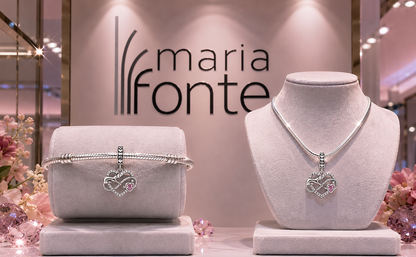 Maria Fonte Bead Charm Ciondolo Cuore Gatto Infinito Cuoricino Rosa in Argento 925 con Zirconia Compatibile con Collane e Bracciali Pandora
