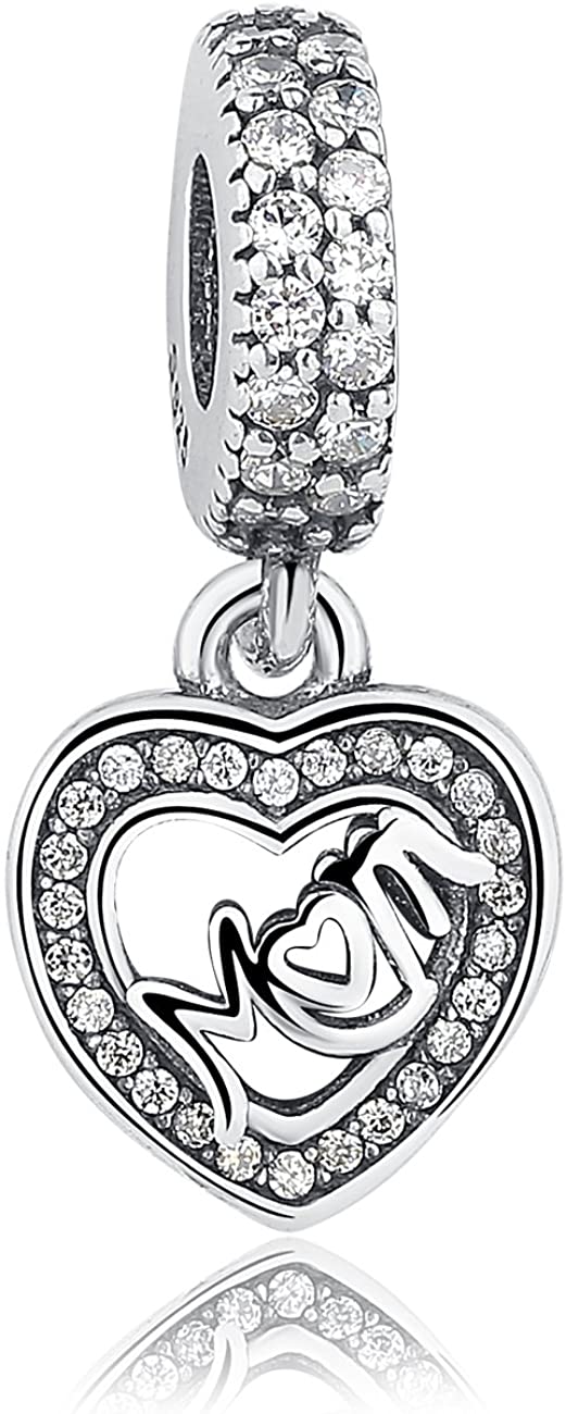 Pendant with "Mom forever in my heart" pendant in 925 Sterling Silver