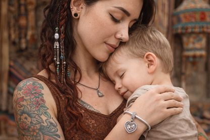 Maria Fonte Bead Charm Ciondolo a Forma di Cuore con iscrizione 'Mom' in Argento 925 Compatibile con Collane e Bracciali Pandora