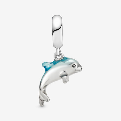 Maria Fonte Bead Charm Ciondolo Delfino Azzurro in Argento 925 Compatibile con Collane e Bracciali Pandora