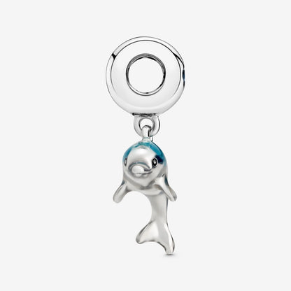 Maria Fonte Bead Charm Ciondolo Delfino Azzurro in Argento 925 Compatibile con Collane e Bracciali Pandora