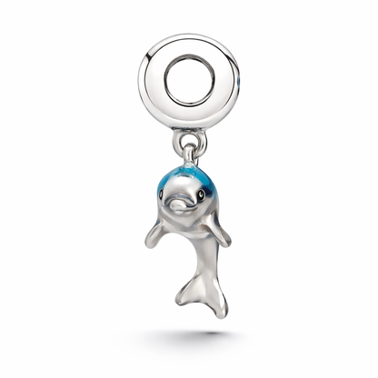 Maria Fonte Bead Charm Ciondolo Delfino Azzurro in Argento 925 Compatibile con Collane e Bracciali Pandora