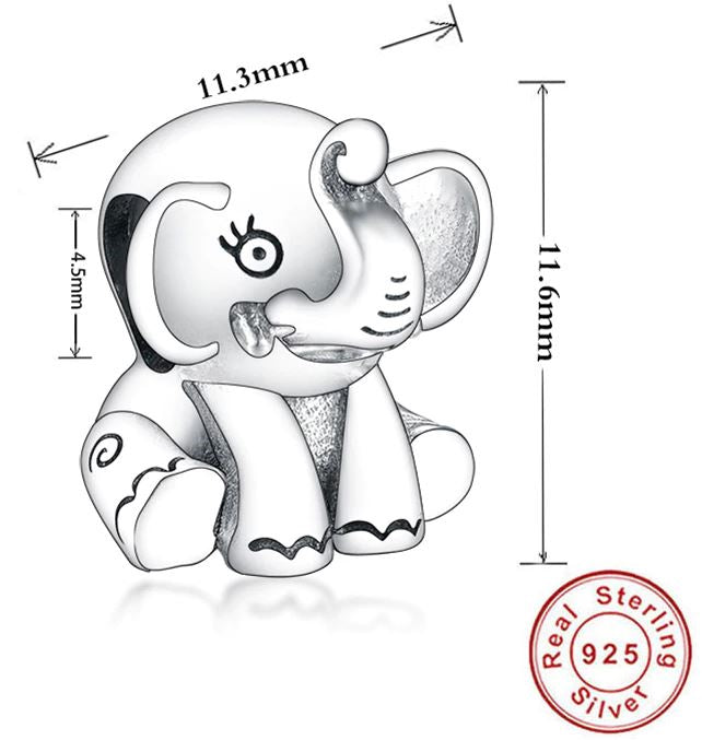 MariaFonte Bead Charm Elefante Portafortuna in Argento 925 Compatibile con Collane e Bracciali