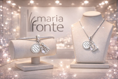 MariaFonte Bead Charm Ciondolo  Pendente Famiglia "Family is a Cicle of Love" Argento 925 Zirconia Compatibile con Collane e Bracciali Pandora