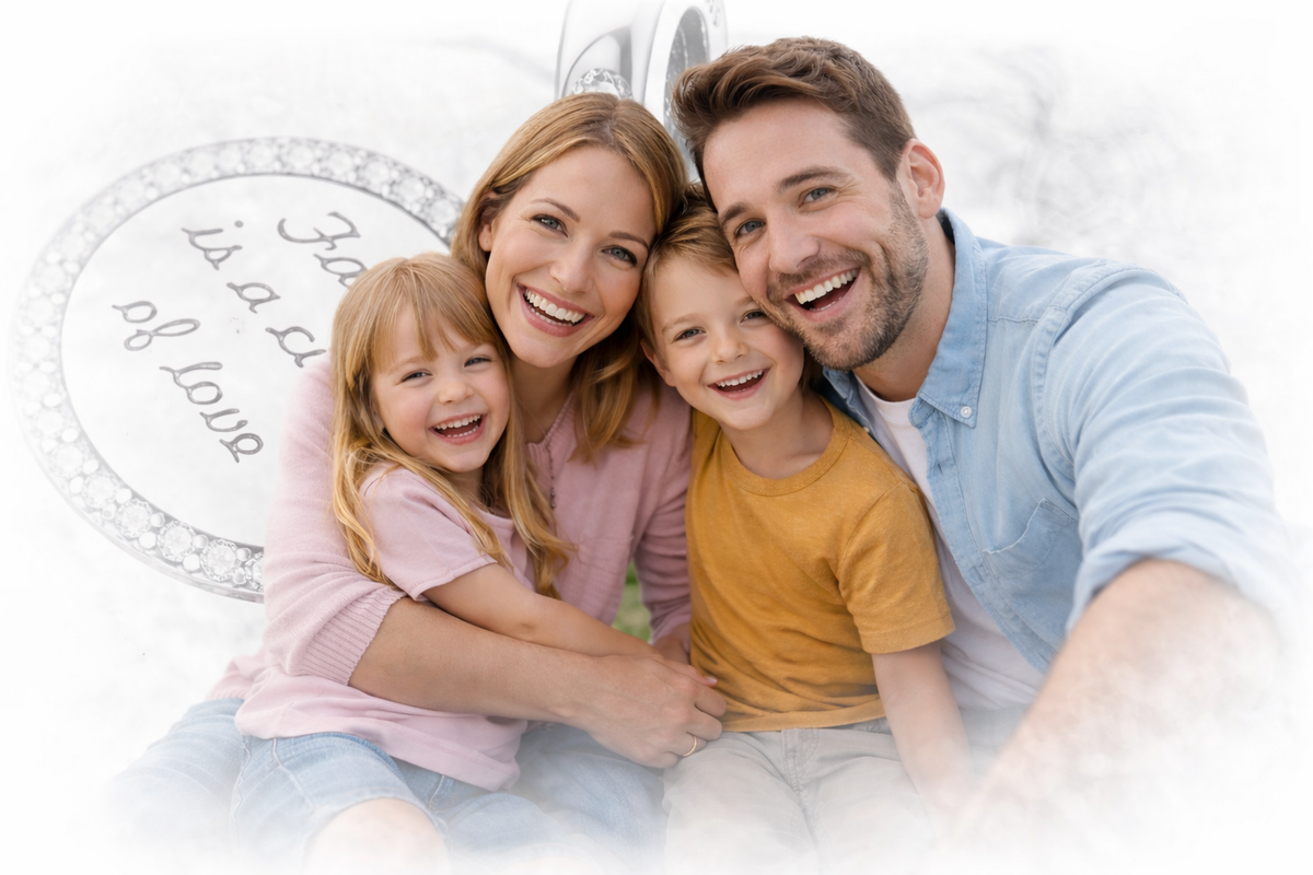 MariaFonte Bead Charm Ciondolo  Pendente Famiglia "Family is a Cicle of Love" Argento 925 Zirconia Compatibile con Collane e Bracciali Pandora