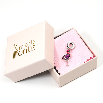 MariaFonte Charm Fenicottero Rosa Portafortuna Argento 925 Compatibile con Collane e Bracciali Pandora