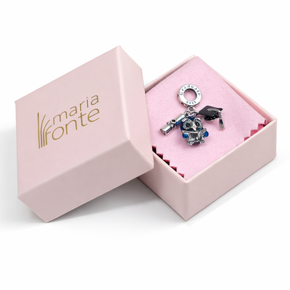 MariaFonte Charm Laurea Diploma Pergamena Gufo Libro Cappello in Argento Compatibile con Collane e Bracciali Pandora