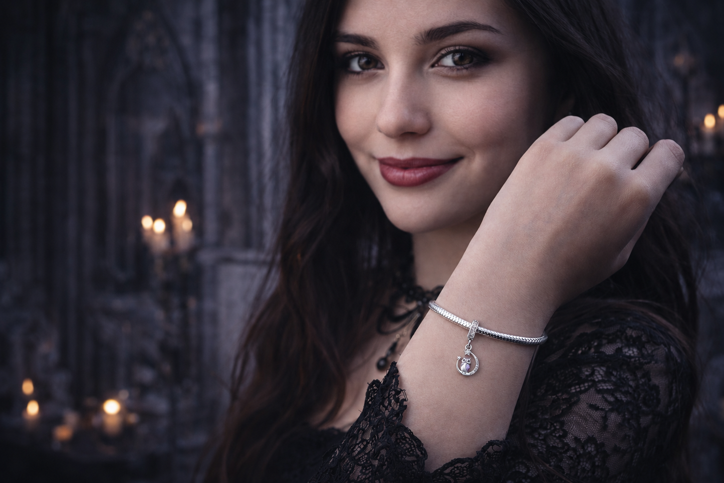 MariaFonte Charm Ciondolo Pendente Portafortuna Gufo Never Give Up (Non Mollare Mai) in Argento 925 Compatibile con Collane e Bracciali Pandora