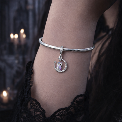 MariaFonte Charm Ciondolo Pendente Portafortuna Gufo Never Give Up (Non Mollare Mai) in Argento 925 Compatibile con Collane e Bracciali Pandora