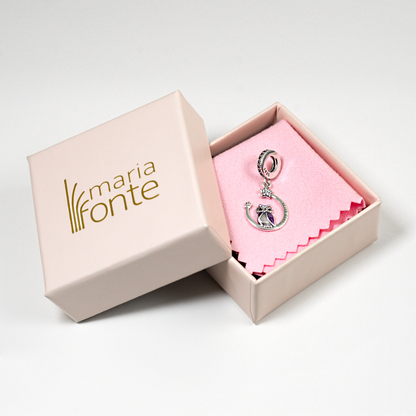 MariaFonte Charm Ciondolo Pendente Portafortuna Gufo Never Give Up (Non Mollare Mai) in Argento 925 Compatibile con Collane e Bracciali Pandora