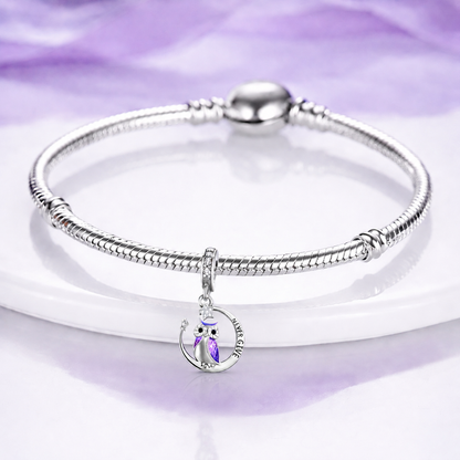 MariaFonte Charm Ciondolo Pendente Portafortuna Gufo Never Give Up (Non Mollare Mai) in Argento 925 Compatibile con Collane e Bracciali Pandora