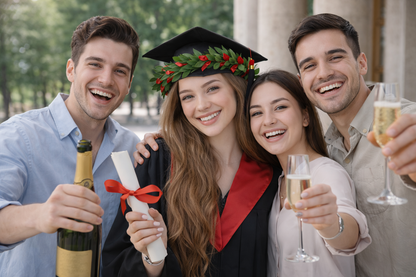 Maria Fonte Bead Charm Cuore Laurea 'Happy Graduation' Diploma Pergamena Cappello ' Congrats' Argento 925 Compatibile con Collane e Bracciali Pandora