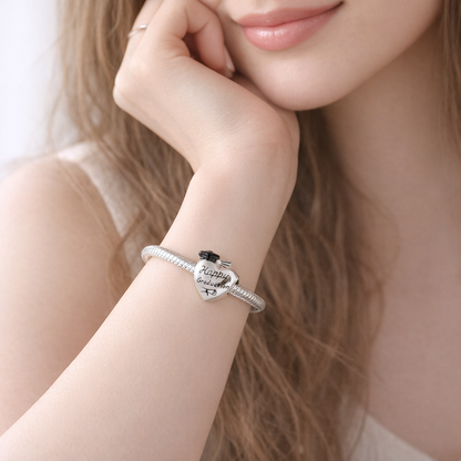 Maria Fonte Bead Charm Cuore Laurea 'Happy Graduation' Diploma Pergamena Cappello ' Congrats' Argento 925 Compatibile con Collane e Bracciali Pandora