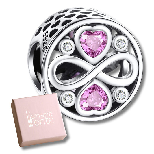 Maria Fonte Bead Charm Amore Infinito in Argento 925 con Zirconia Compatibile con Collane e Bracciali Pandora