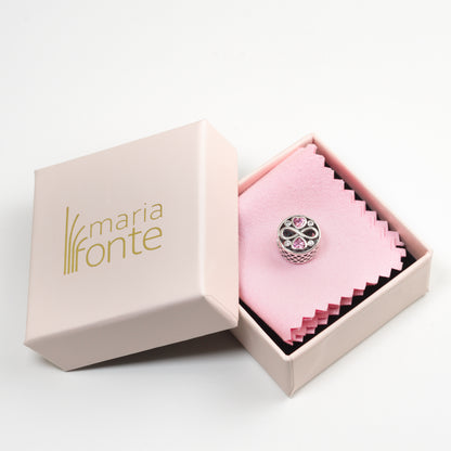 Maria Fonte Bead Charm Amore Infinito in Argento 925 con Zirconia Compatibile con Collane e Bracciali Pandora