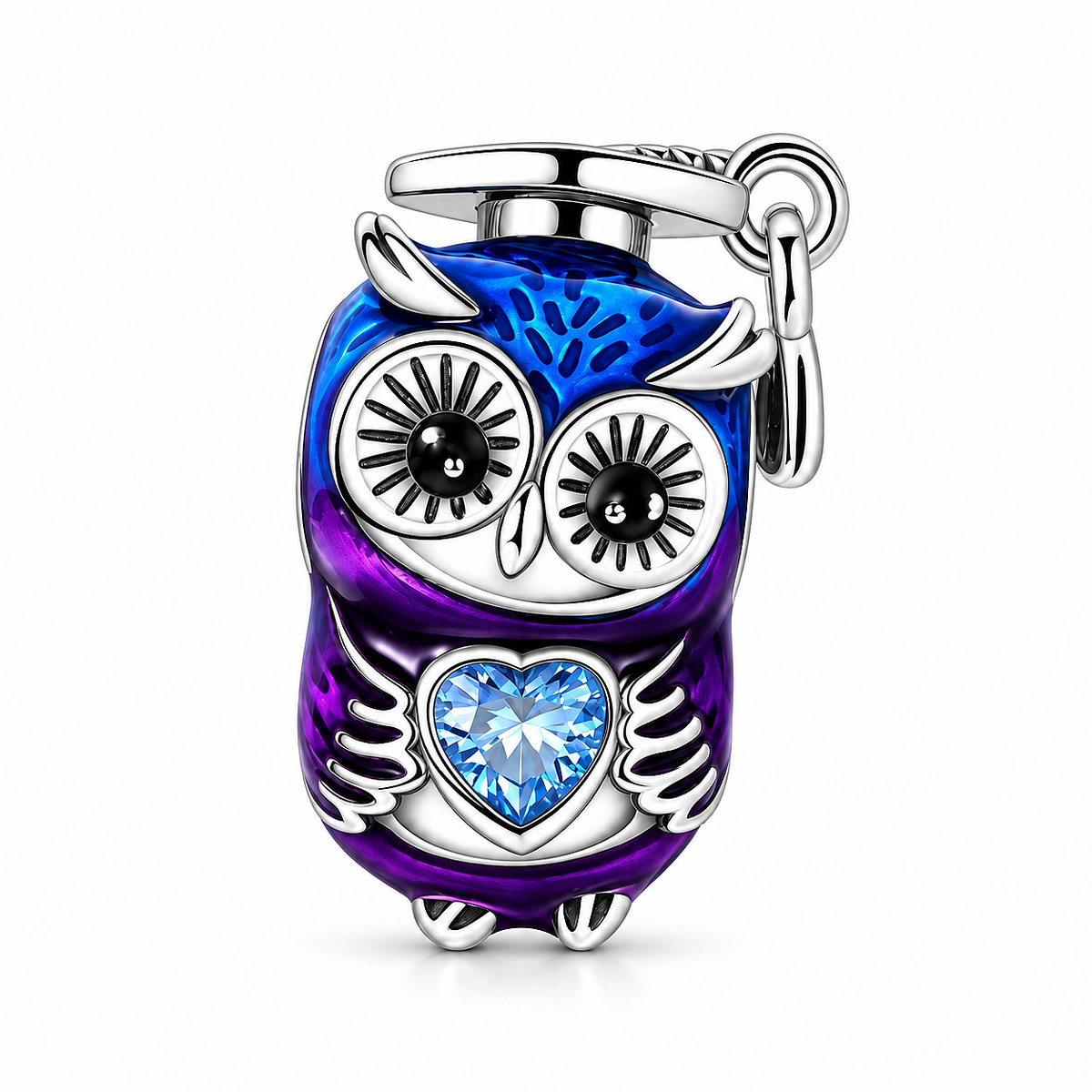 MariaFonte Bead Charm Gufo con Tocco Laurea in Argento Compatibile con Collane e Bracciali