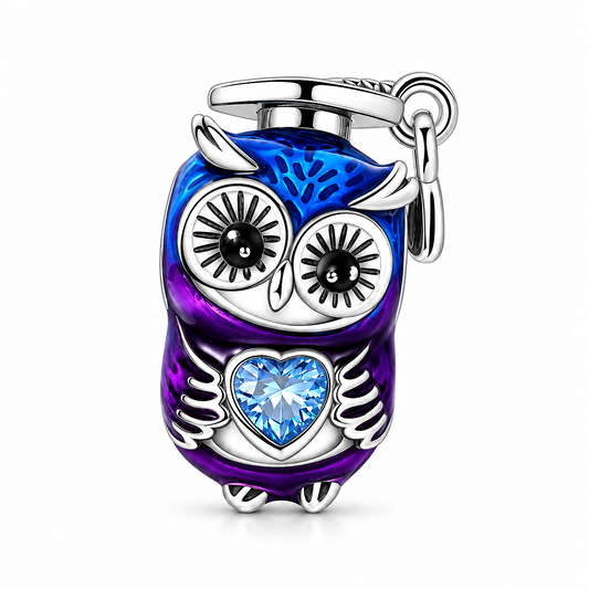 MariaFonte Bead Charm Gufo con Tocco Laurea in Argento Compatibile con Collane e Bracciali